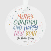 メリーパーソナライズされたカラフルクリスマスの新年 オーナメント (正面)