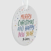 メリーパーソナライズされたカラフルクリスマスの新年 オーナメント (正面)