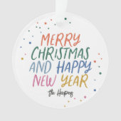 メリーパーソナライズされたカラフルクリスマスの新年 オーナメント (正面)
