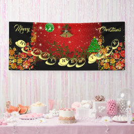 メリーパーソナライズされたクリスマスおめでとう新年かわいい 横断幕