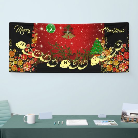 メリーパーソナライズされたクリスマスおめでとう新年かわいい 横断幕 (トレードショー)