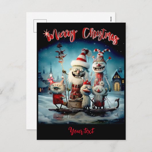 メリーパーソナライズされたクリスマスおもしろい シーズンポストカード (正面/裏面)
