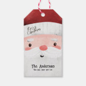 メリーパーソナライズされたクリスマスかわいいサンタクロース顔 ギフトタグ (正面)
