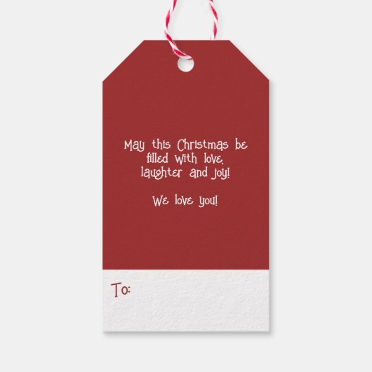 メリーパーソナライズされたクリスマスかわいいサンタクロース顔 ギフトタグ (裏面)