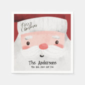 メリーパーソナライズされたクリスマスかわいいサンタクロース顔 スタンダードカクテルナプキン (正面)