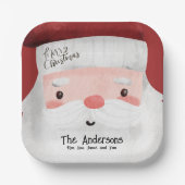 メリーパーソナライズされたクリスマスかわいいサンタクロース顔 ペーパープレート (正面)