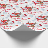 メリーパーソナライズされたクリスマスかわいいサンタクロース ラッピングペーパー (角)
