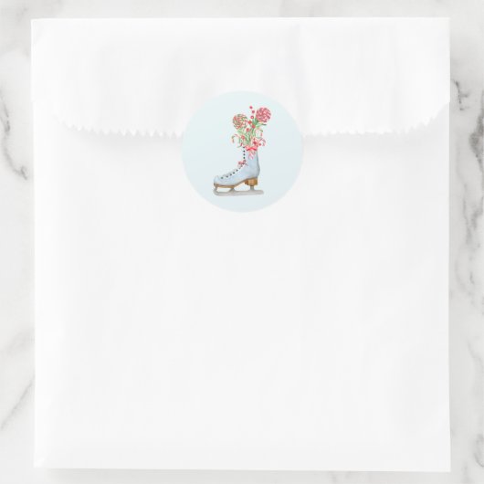 メリーパーソナライズされたクリスマスかわいいスケートで滑るブーツ ラウンドシール (バッグ)