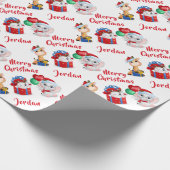 メリーパーソナライズされたクリスマスかわいい動物 ラッピングペーパー (角)