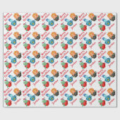 メリーパーソナライズされたクリスマスかわいい恐竜 ラッピングペーパー (フラット)