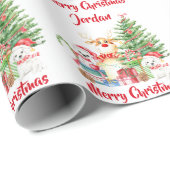 メリーパーソナライズされたクリスマスかわいい格言ホリデー ラッピングペーパー (ロールコーナー)