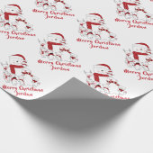 メリーパーソナライズされたクリスマスかわいい雪だるま休日 ラッピングペーパー (角)