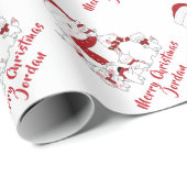 メリーパーソナライズされたクリスマスかわいい雪だるま休日 ラッピングペーパー (ロールコーナー)