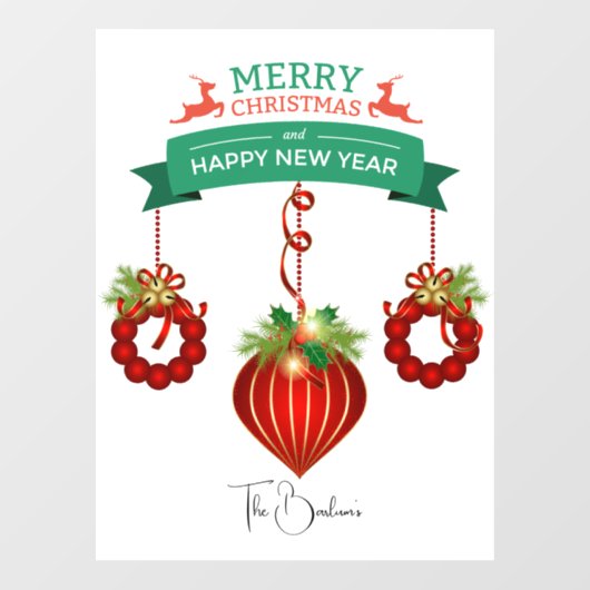 メリーパーソナライズされたクリスマスと新年おめでとう ウィンドウサイン (シート)