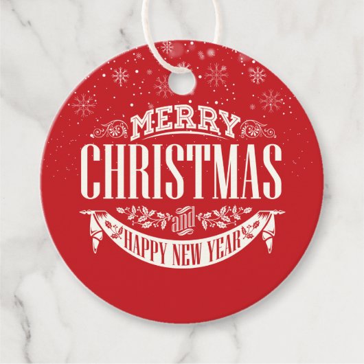 メリーパーソナライズされたクリスマスと新年おめでとう フェイバータグ (正面)