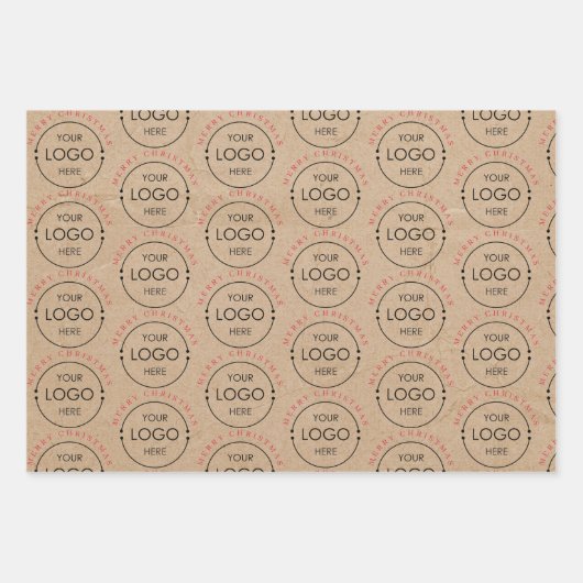 メリーパーソナライズされたクリスマスのクラフトのビジネスロゴ ラッピングペーパーシート