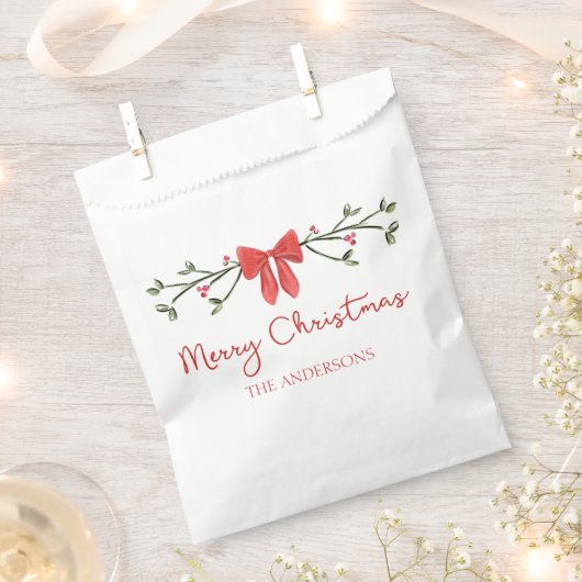 メリーパーソナライズされたクリスマスのコケット弓トレンディー フェイバーバッグ (クリップ留めされた状態)