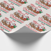 メリーパーソナライズされたクリスマスのサンタそりトナカイ ラッピングペーパー (角)