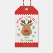 メリーパーソナライズされたクリスマスのトナカイのプレゼントラベル ギフトタグ (正面)