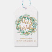 メリーパーソナライズされたクリスマスのユーカリリース ギフトタグ (正面)