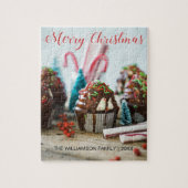 メリーパーソナライズされたクリスマスの休日の写真 ジグソーパズル (縦)