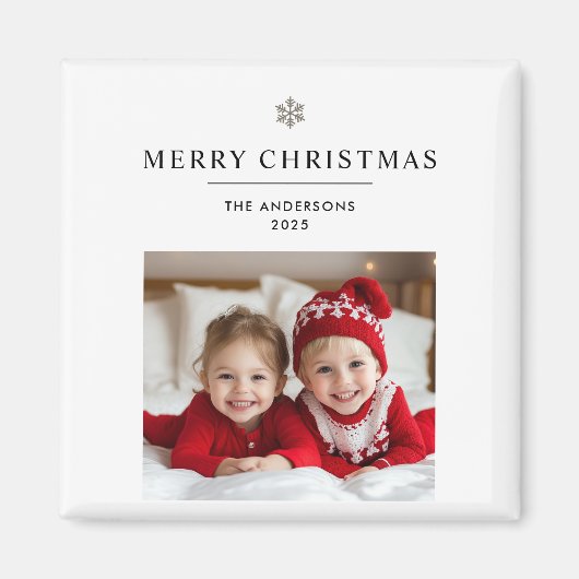 「メリーパーソナライズされたクリスマスの写真と名磁石 マグネット (正面)