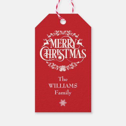 メリーパーソナライズされたクリスマスの写真 ギフトタグ (正面)