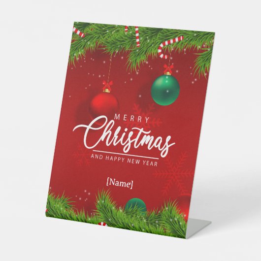 メリーパーソナライズされたクリスマスの台座看板 台座サイン (正面)