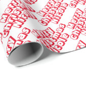 メリーパーソナライズされたクリスマスの名赤と白前 ラッピングペーパー (ロールコーナー)