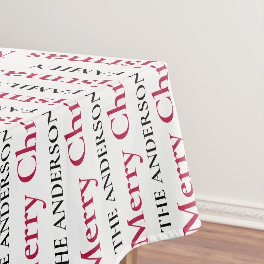 メリーパーソナライズされたクリスマスの家族の名前 テーブルクロス (インサイチュ)