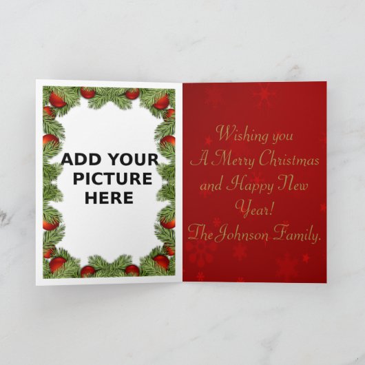 メリーパーソナライズされたクリスマスの挨拶と写真 シーズンカード (内部)