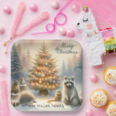 メリーパーソナライズされたクリスマスの森の動物 ペーパープレート (パーティー)