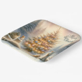 メリーパーソナライズされたクリスマスの森の動物 ペーパープレート (傾斜あり)