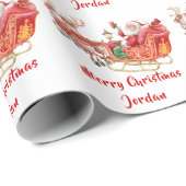 メリーパーソナライズされたクリスマスの水の色サンタ ラッピングペーパー (ロールコーナー)