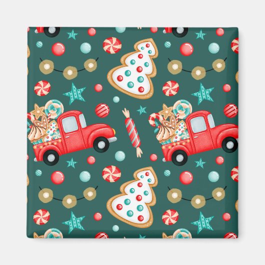 メリーパーソナライズされたクリスマスの水彩画 マグネット (正面)