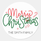 メリーパーソナライズされたクリスマスの贈り物ラベル名シール ラウンドシール (正面)