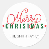 メリーパーソナライズされたクリスマスの贈り物ラベル名 ラウンドシール (正面)