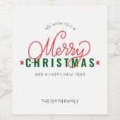 メリーパーソナライズされたクリスマスの贈り物ワインラベル ワインラベル (シングルラベル)