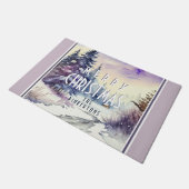 メリーパーソナライズされたクリスマスの雪のシーン薄紫 ドアマット (アングル)