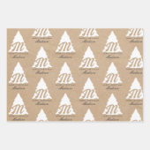 メリーパーソナライズされたクリスマスクラフトモノグラムツリー ラッピングペーパーシート (正面)