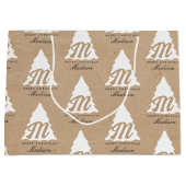 メリーパーソナライズされたクリスマスクラフトモノグラムツリー ラージペーパーバッグ (正面)