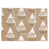 メリーパーソナライズされたクリスマスクラフトモノグラムツリー ラージペーパーバッグ (裏面)