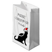 メリーパーソナライズされたクリスマスサンタキャットホリデー スモールペーパーバッグ (正面アングル)