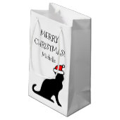 メリーパーソナライズされたクリスマスサンタキャットホリデー スモールペーパーバッグ (裏面アングル)