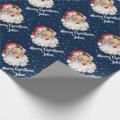メリーパーソナライズされたクリスマスサンタクロース ラッピングペーパー (角)