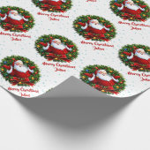 メリーパーソナライズされたクリスマスサンタクロース ラッピングペーパー (角)