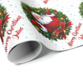 メリーパーソナライズされたクリスマスサンタクロース ラッピングペーパー (ロールコーナー)