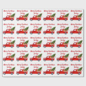 メリーパーソナライズされたクリスマスツリーファームトラック ラッピングペーパー (フラット)