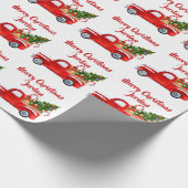 メリーパーソナライズされたクリスマスツリーファームトラック ラッピングペーパー (角)