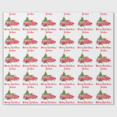 メリーパーソナライズされたクリスマスツリーファームトラック ラッピングペーパー (フラット)